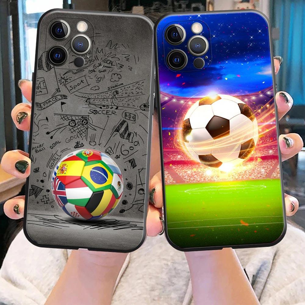 Fire Football Soccer Ball Phone Case for Apple iPhone 16 15 14 Plus 11 13 17 Pro Max 17Air 16e 17Pro Cases Soft Silicone Cover