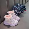 Cute Snow Boots Warm Cozy Girls Winter Snow Boots High Top Sneakers Elastic Lace Closure Fleece Lined Outdoor Fun