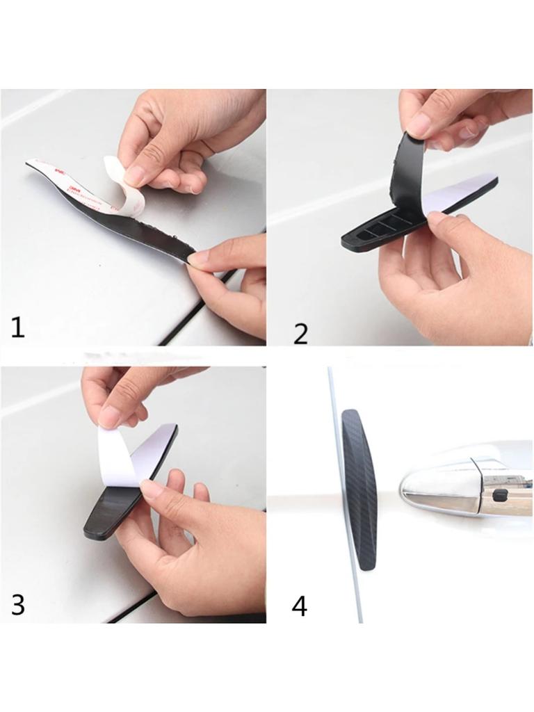 2Pc 40x5CM Car Bumper Protector Guard Anti-Scratch Strips Sticker 4PCS 14x2.5CM Car Door Protection Anti-collision Body Protect