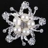Limeimei Rhinestone Faux Pearl Flower Broach Brooch Pin Bouquet Wedding Bridal Jewelry