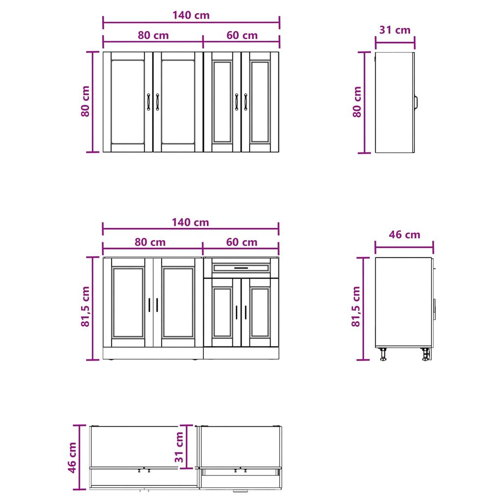 Kitchen Unit PORTO 4 pcs Reclaimed Wood Engineered Wood