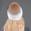 Осенне-зимние вязаные шерстяные шапки для женщин, модные шапки с помпоном, меховая шапка, женские теплые шапки с натуральным мехом енота