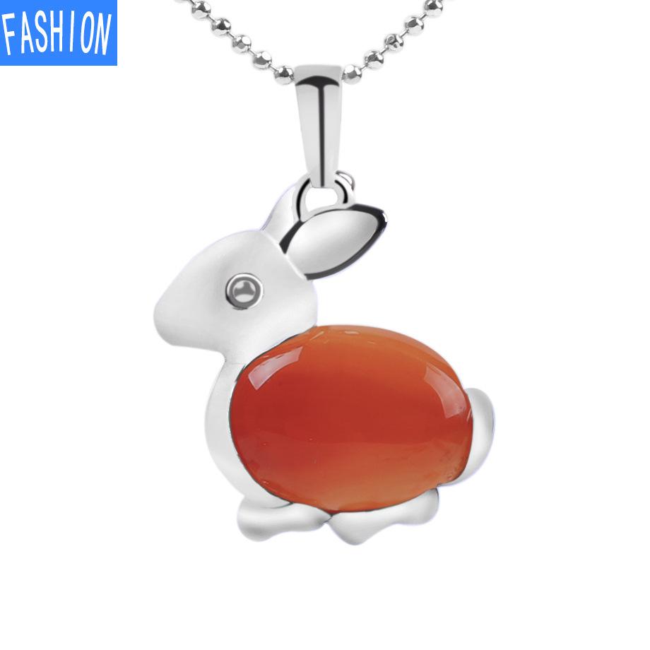 Ожерелье с подвеской из натурального камня серии Lovely Animal из натурального хрусталя и кролика