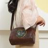 Retro Vintage Style Balck Brown Leather Crossbody Shoulder Bags For Women Casual Shopping Small Bag With Multi-Pockets