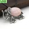 Natural Stone Animal Pendant Necklace Cute Elephant Natural Agates Stone Pendant Necklace For Women Jewerly Best Gift 45x30mm