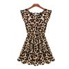 2021 New Women's Sexy Leopard Print Dress Casual Short Sleeve Round Neck Pleated Princess Dress Women