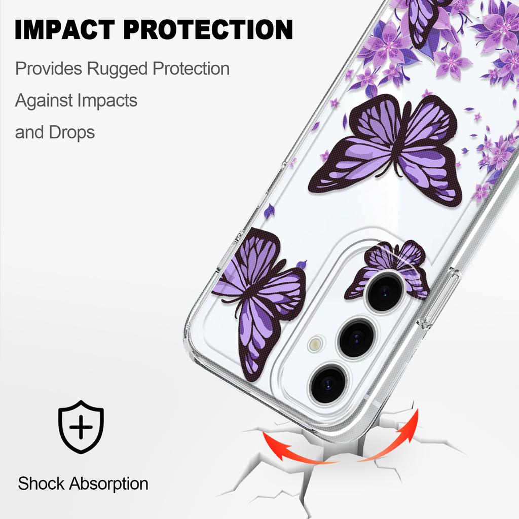 Sky Butterfly Transparent Phone Case For Samsung Galaxy S26 S25 S24 S23 FE Plus Ultra Soft TPU Cover