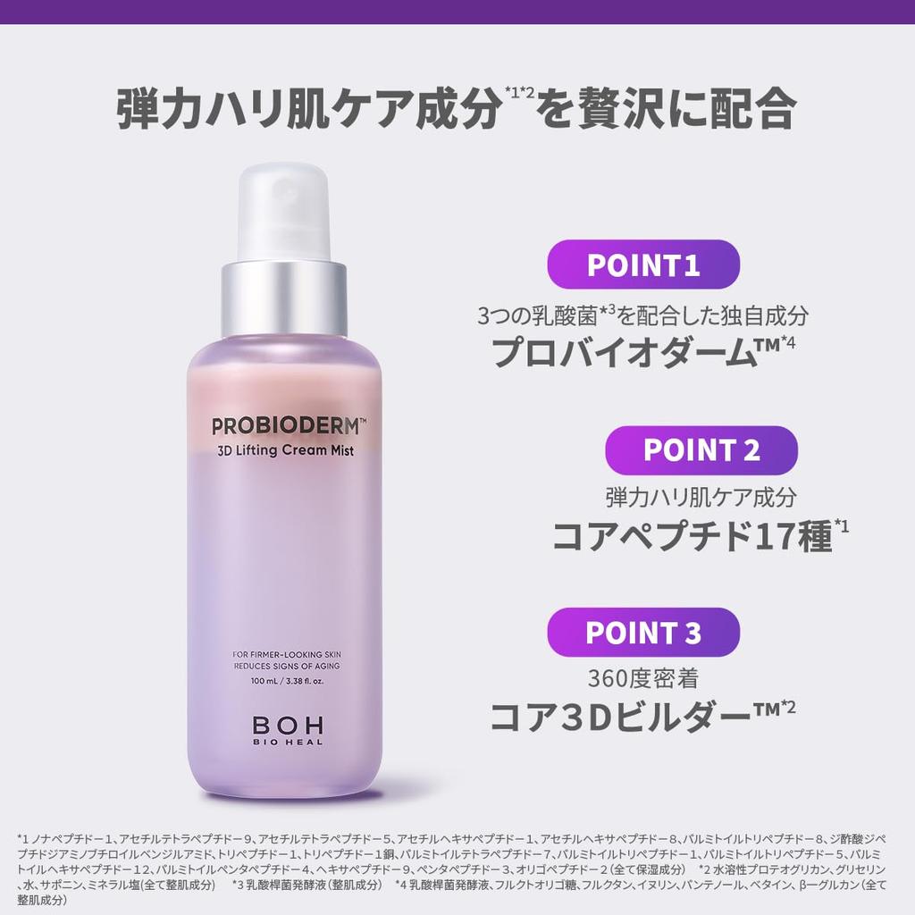 BOH Probioderm 3D Лифтинг-крем-мист 100 мл Увлажняющий спрей-тонер для сухой кожи, Усилитель упругости, Корейская косметика, 3D Объем, Подтягивающий