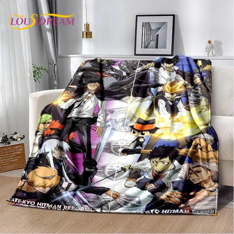 Мягкое плюшевое одеяло с героями аниме Hitman Reborn, фланелевое одеяло, одеяло для гостиной, спальни, кровати, дивана, чехол для пикника, детское одеяло