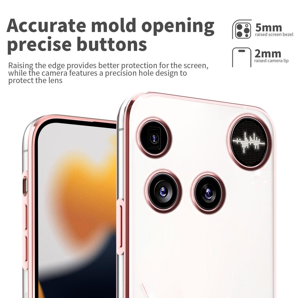 Ни за что Телефон (3) Чехол для 5G с цветочным декором из стразов, ТПУ чехол для телефона