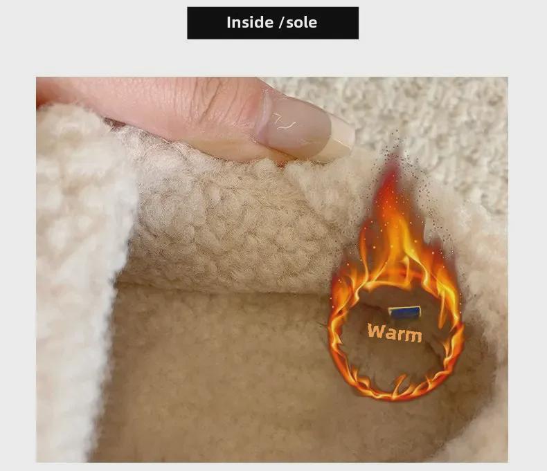 Женские туфли на плоской подошве из хлопковой замши с пряжкой в корейском стиле 2024 года — теплая обувь на меху на осень/зиму