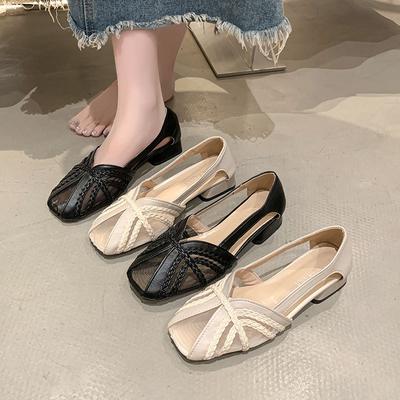 Французская мода универсальная сумка голова сандалии женские дышащая сетка нежная фея лето простые пустые одинарные туфли женские