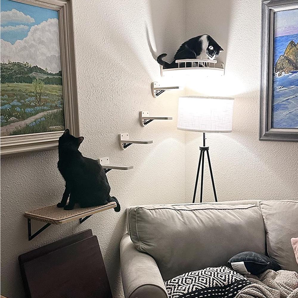 Установленный стеной гамак угла кота мебели с набором 4 шагов для крытых кошек
