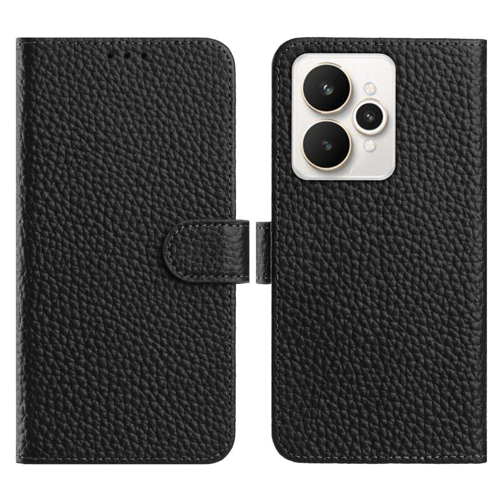 For Realme 15 5G/Realme 15 Pro 5G Case Wallet Stand Litchi Texture Genuine Cow Leather Flip Phone Cover
