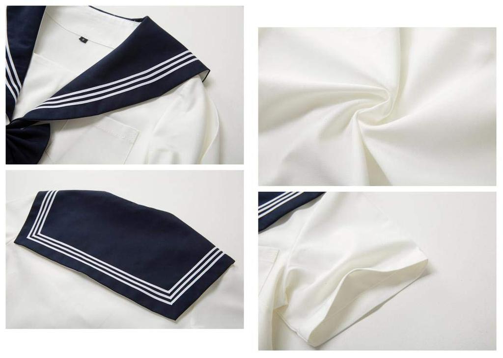 Aculldo Sailor White Short Long and White Kansai Open Cute Cosplay JK Student High School Student School Cultural Authentic Uniform Sleeve Size