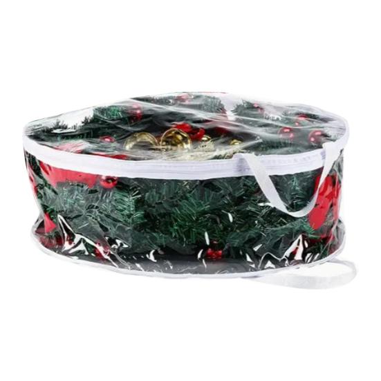 Yousheng Christmas Wreath Storage Bag with Handle Zipper Closure Large Capacity Transparent Garlands Mini Trees Dustproof Organizer