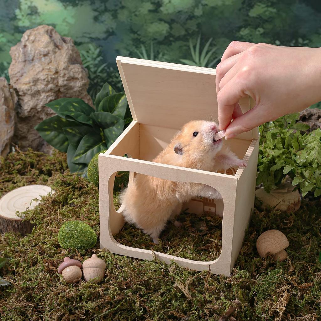 Домик для хомяка Tafit, деревянный домик для хомяка, игрушка для исследования туннеля для маленьких животных и домашних животных, секретный домик для карликовой сирийской мыши-хомяка, хомяка,