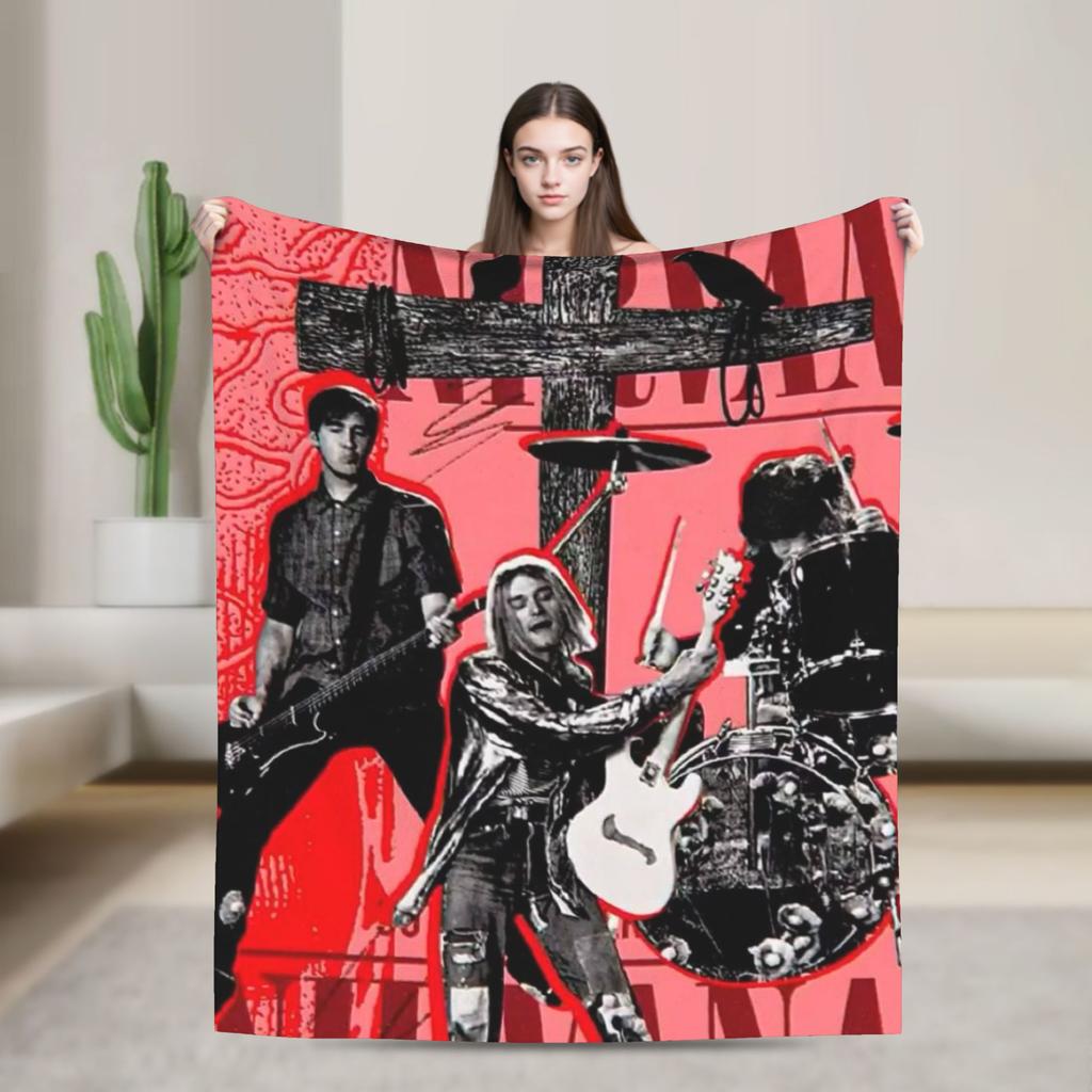 Плед Nirvana с принтом лица Качество Супер Мягкий Плед для дивана Плед для путешествий Осень Покрывало для кровати