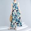 Retro Bohemian Dress Female Floral Cotton Silk Sleeveless Casual Vest Dress Women"s Summer Dresses