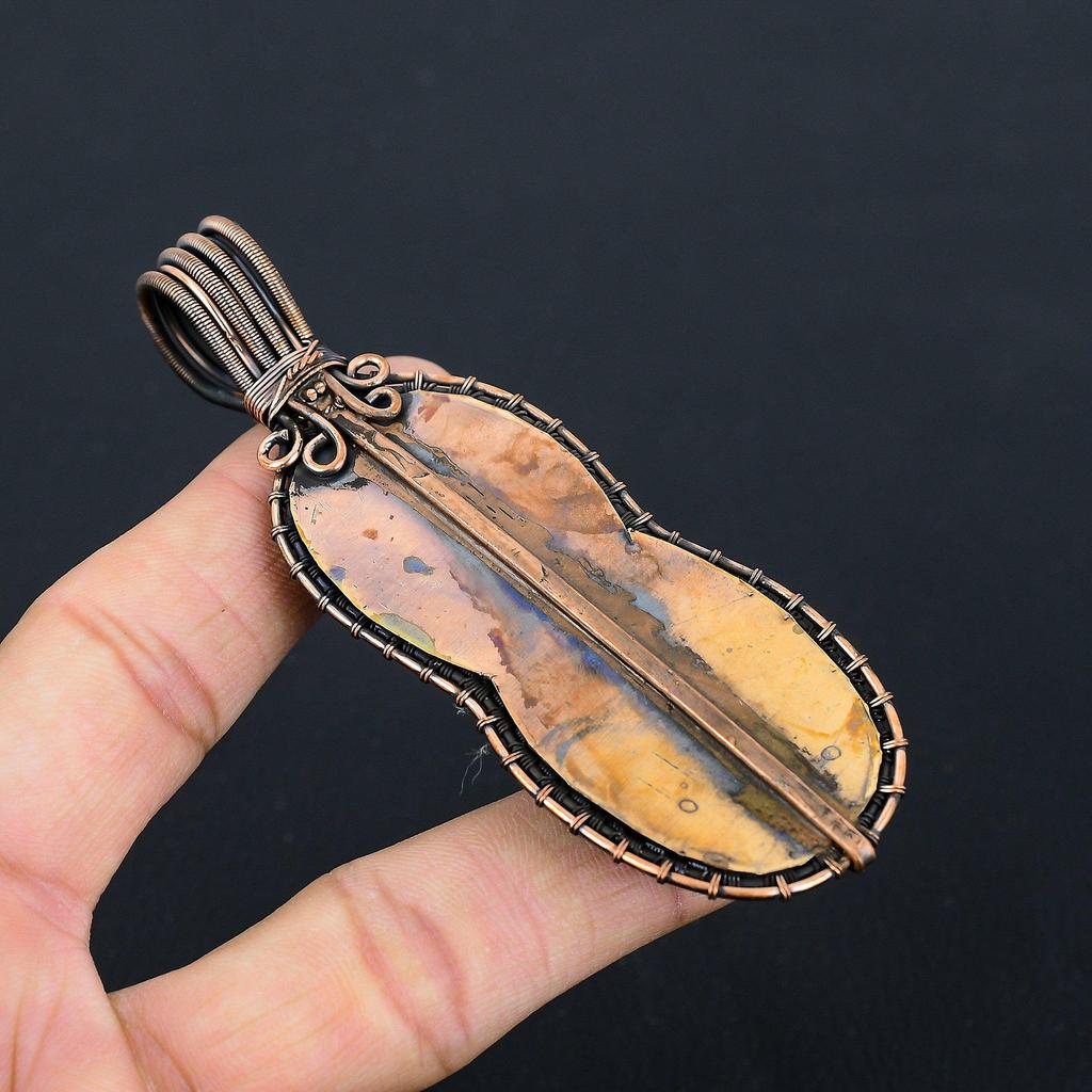 Синий молящийся женский драгоценный камень из чистой медной проволоки, завернутый в подвеску ручной работы, ювелирные изделия