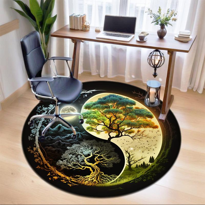 1Pc Celtic Tree of Life theme Printed circular carpet, home door mat, outdoor travel protection carpet A16