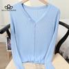 Новый женский вязаный кардиган, тонкий стиль, новая летняя модная универсальная куртка с длинными рукавами, женская модная одежда