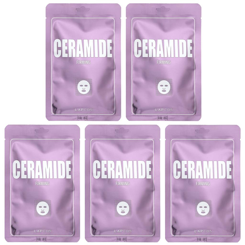 LAPCOS Ceramide Firming Beauty Sheet Mask Set, 5 Sheets, 25 Ml (0.84 Fl Oz) Each