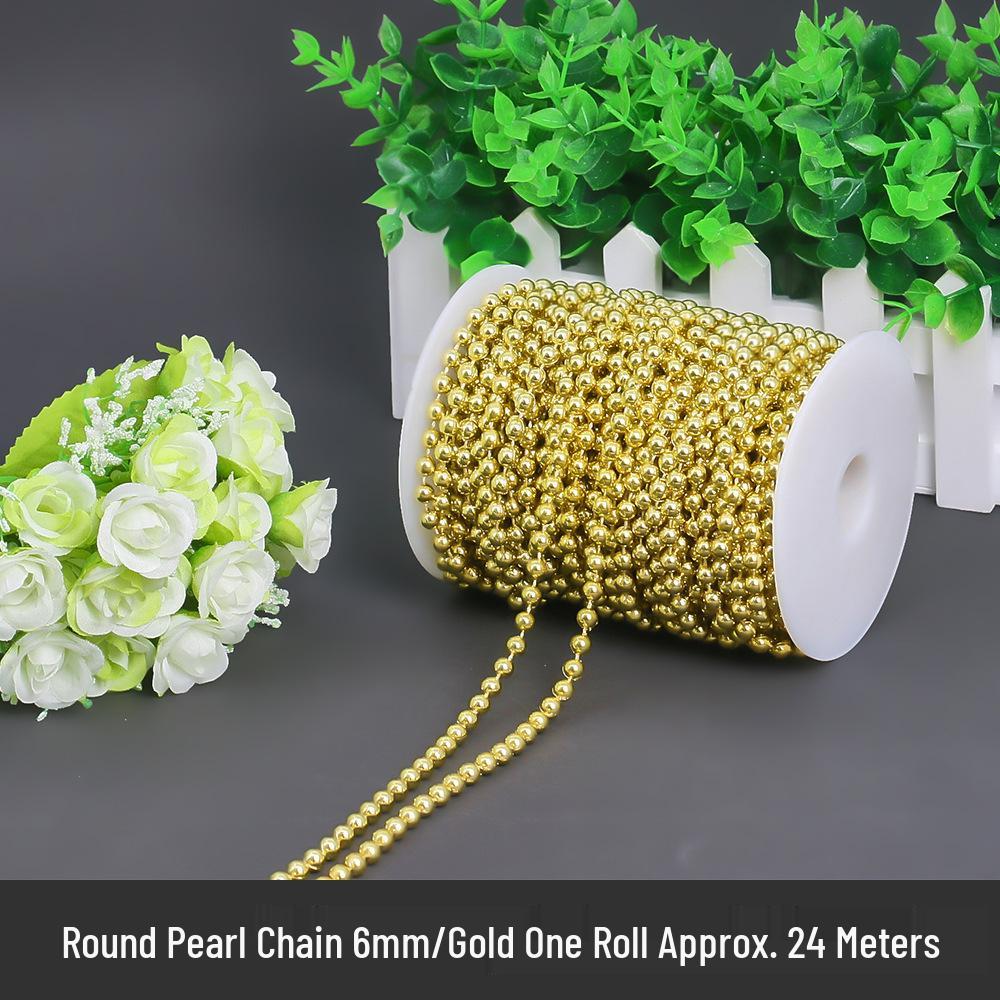 Gold & Silver Electroplated Bead String for DIY Christmas Tree Decorations