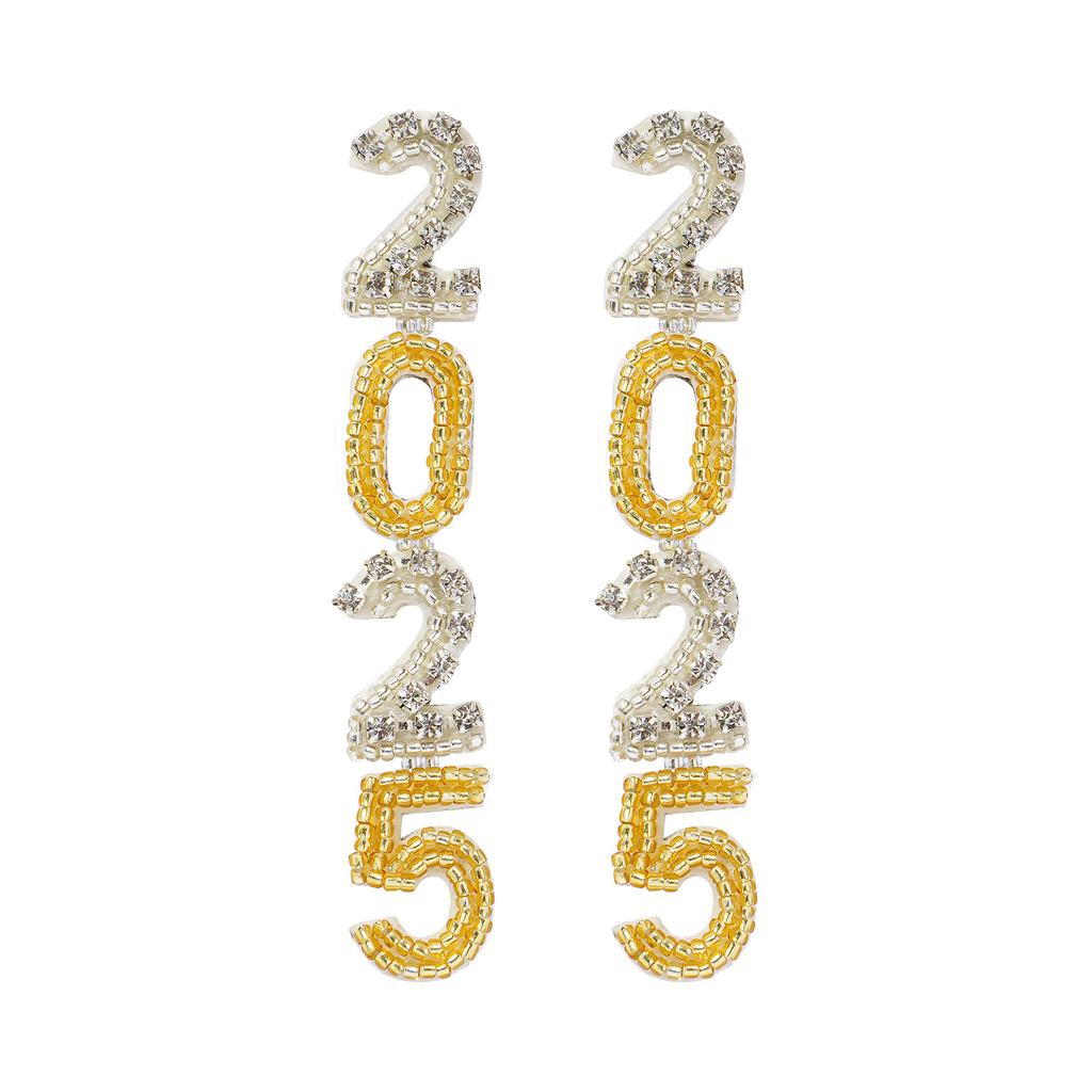 Серьги Carnival New Year Diamond-Embedded Digital 2025, женские модные серьги-бусины для темпераментных меньшинств