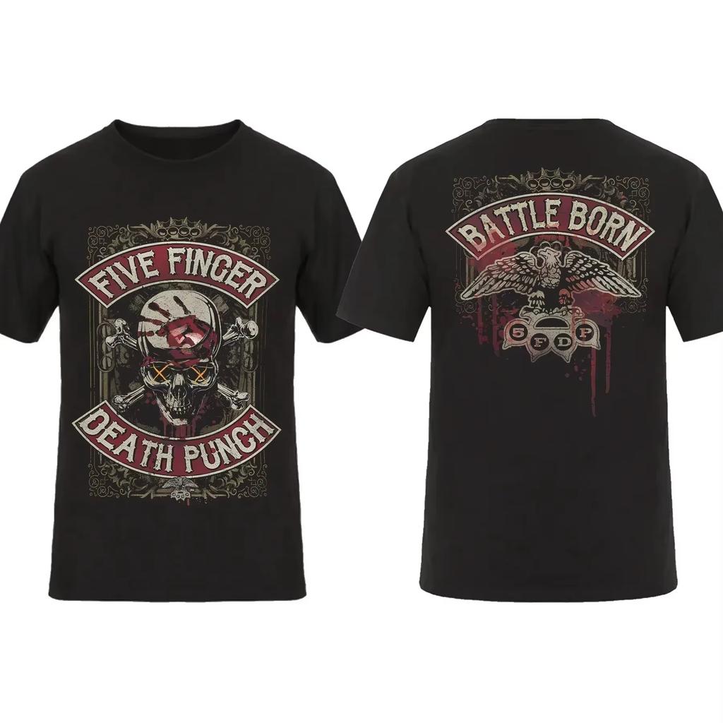 Men's Women T Shirt Biker Skully Black By Five Finger Death Punch Youth Cotton Tops Tees Streetwear Loose Casual Trendy Vintage