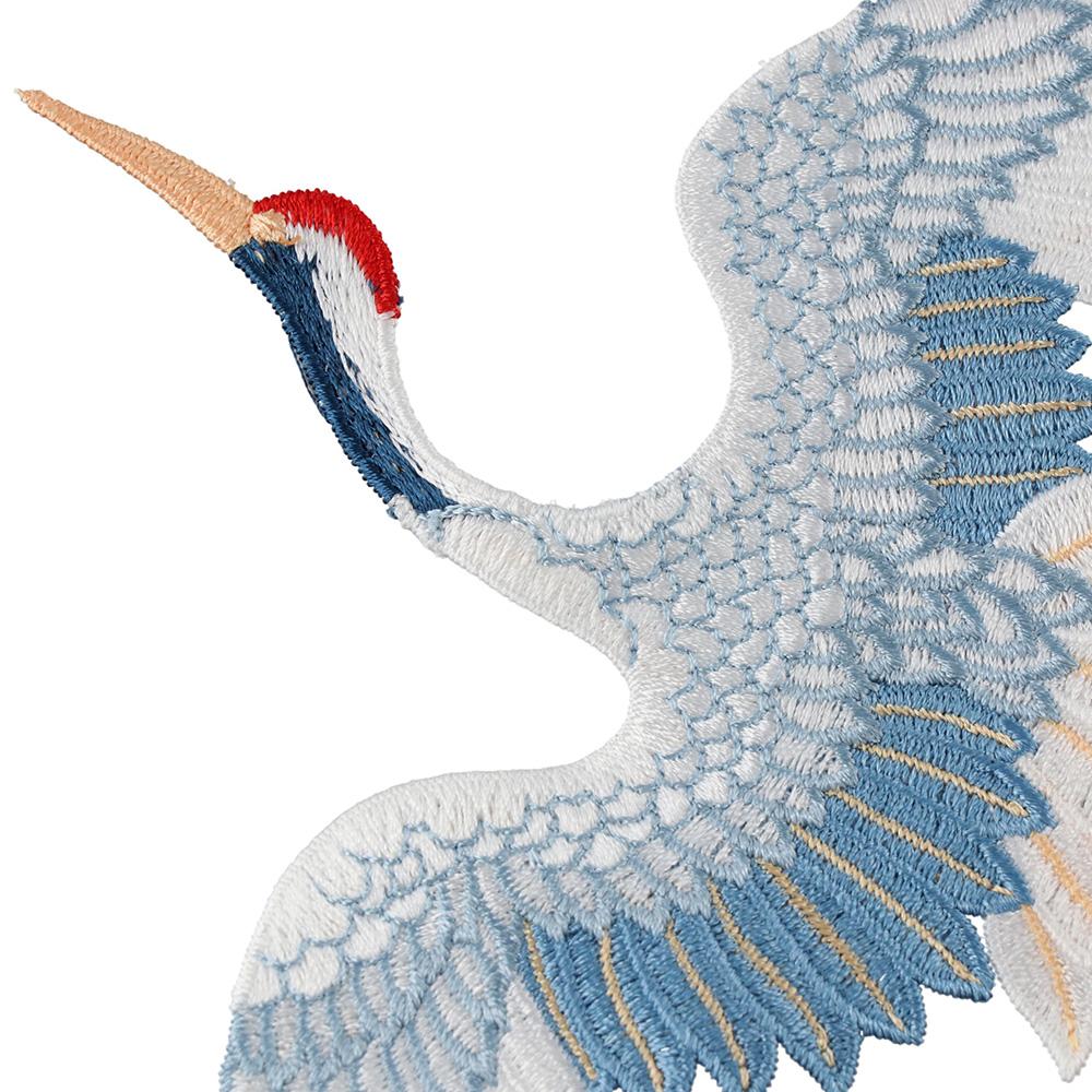 2 шт. Большие птицы красного венценосного журавля, пришитые на синие животные, птицы, термонаклейки для джинсов
