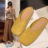 Fashion Baotou Semi-topless Women's 2025 Spring and Autumn New Versatile and Simple One-foot Comfortable Muller Square Toe Flat Shoes