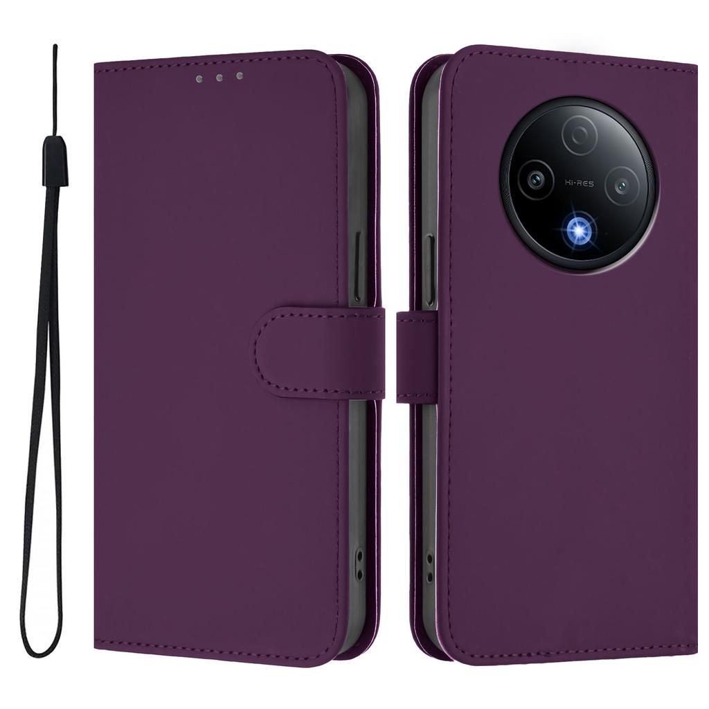 Для Xiaomi Redmi 15 4G (США) (171 мм) Однотонный чехол-кошелек из кожи с ремешком