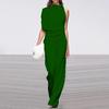 Women's Fashion Short Sleeve Off Shoulder Solid Color Wide Leg Jumpsuits