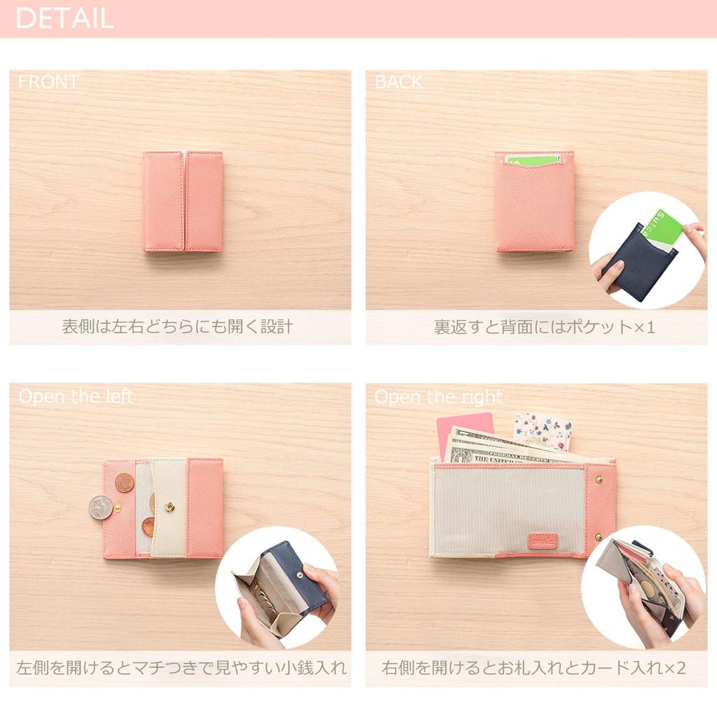 Коралловый чехол для монет мини-кошелек маленький кошелек кошелек, который не складывается купюры кошелек из натуральной кожи призматическая кожа темно-синий x розовый (Кораре) женский тройной складной