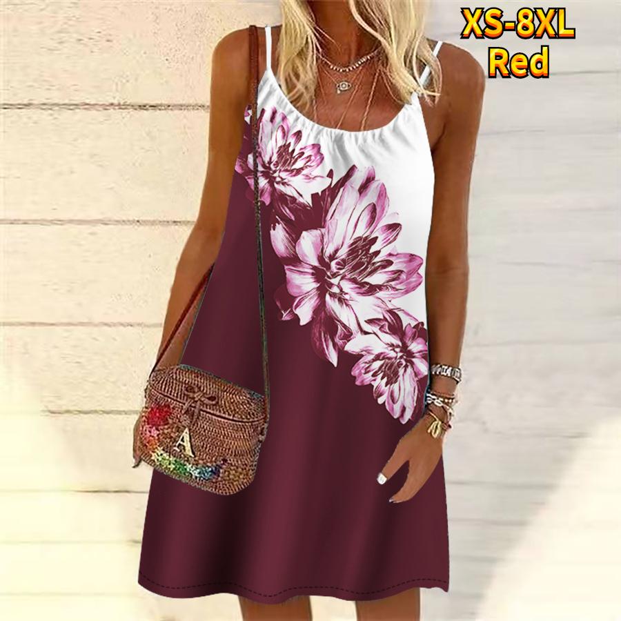 Женское мини-платье с цветочным принтом и цветком розы, вечернее платье без рукавов, летнее пляжное платье, сарафан