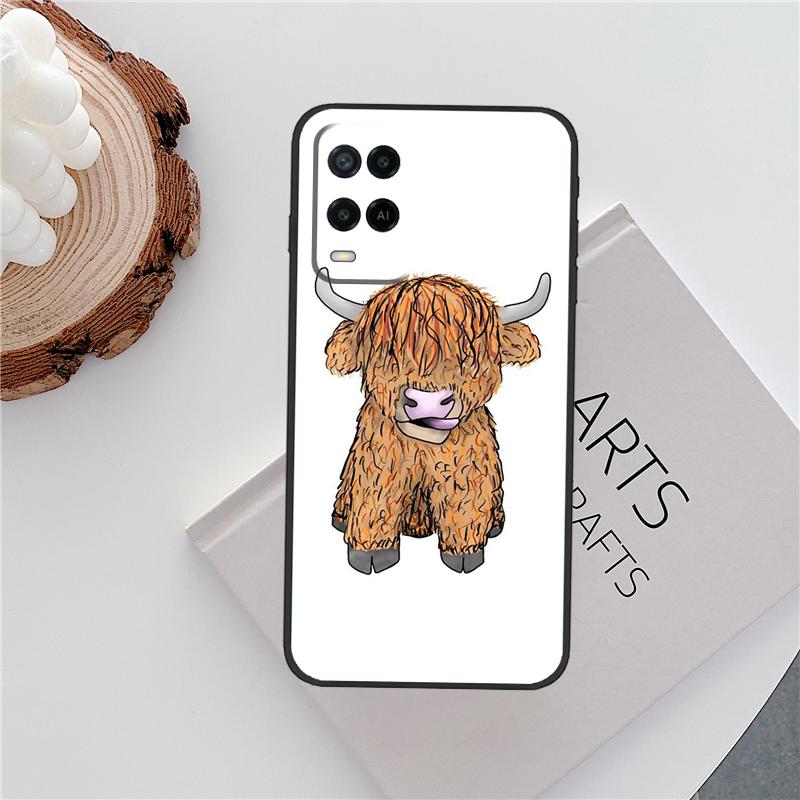 Милый чехол с шотландской коровой для Oppo A18 A38 A58 A78 A98 A79 A40 A60 A80 A16 A76 A96 A15 A74 A94 A54 A77 A17