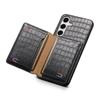 For Samsung Galaxy S25 Case Card Holder Kickstand Crocodile Texture Leather Back Phone Cover