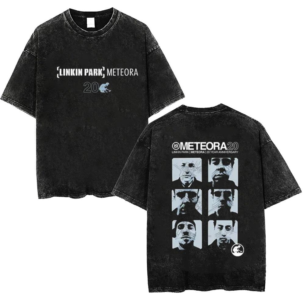Мужская стираная футболка повседневная Linkin Meteora 20th Anniversary Park винтажные футболки свободного размера удобная уличная одежда