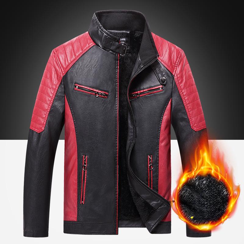 Мужская кожаная куртка, модная, сращивающаяся, трендовая мужская кожаная куртка Locomotive, весна, осень и зима, кожаная куртка для мужчин на все времена года