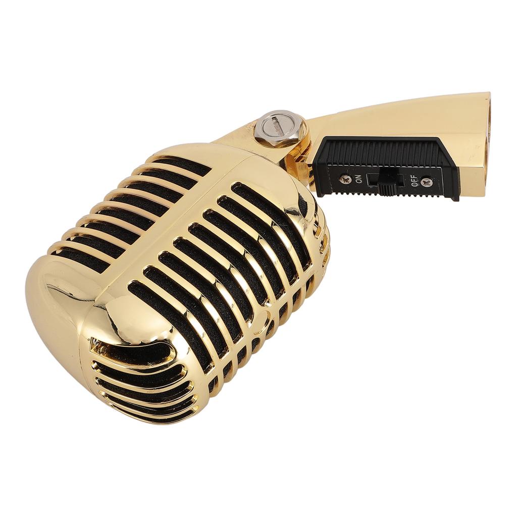 Vintage Microphone Zinc Alloy Self Tensioning Rotating Rack Retro Dynamic Vocal Microphone for KTV Black