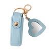 Lipstick Clip Keychain Pendant with Mirror Imitation Leather Lip Gloss Holder Heart-Shaped Pendant Alloy Key Ring