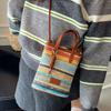 Rainbow Woven Portable Small Bag Women's 2025 New Summer Foreign Gas Bucket Mobile Phone Bag Shoulder Messenger Bag