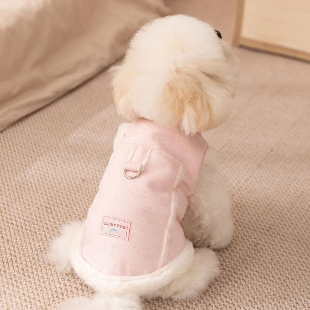 Autumn and winter new fresh suede traction warm thickened vest cotton coat small and medium pet dog cat clothes