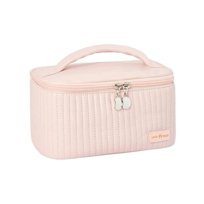 Makeup Bags for Women Travel Toiletry Cute Cases Bag Portable Solid Color Makeup Organizer Box Cosmetic Bag Neceser PU Leather