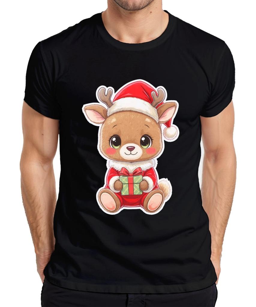 Süßes Rentier Weihnachten Geschenk Kinder Kawaii Niedlich Cartoon Herren T-Shirt