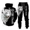 The Tiger 3D Printed Men's Hooded Sweatshirt Set Pants Men's Sportswear Tracksuit Long Sleeve Autumn Winter Men's Clothing Suit