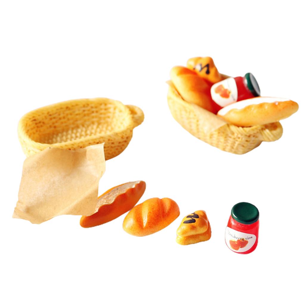 Miniature Jam Set Dollhouse Accessory Bread Food Mini Decoration