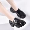 Лоферы женские 2025 весна новые на толстой подошве обувь-маффины первый слой коровьей кожи лакированная одинарная обувь квадратная пряжка закрытая нога маленькие кожаные туфли