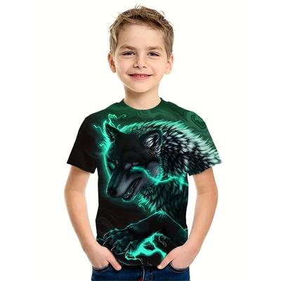 Футболка Arrival Summer Wolf Lion Graphic для детей - активная, дышащая и эластичная летняя футболка для мужчин с коротким рукавом и 3D-принтом